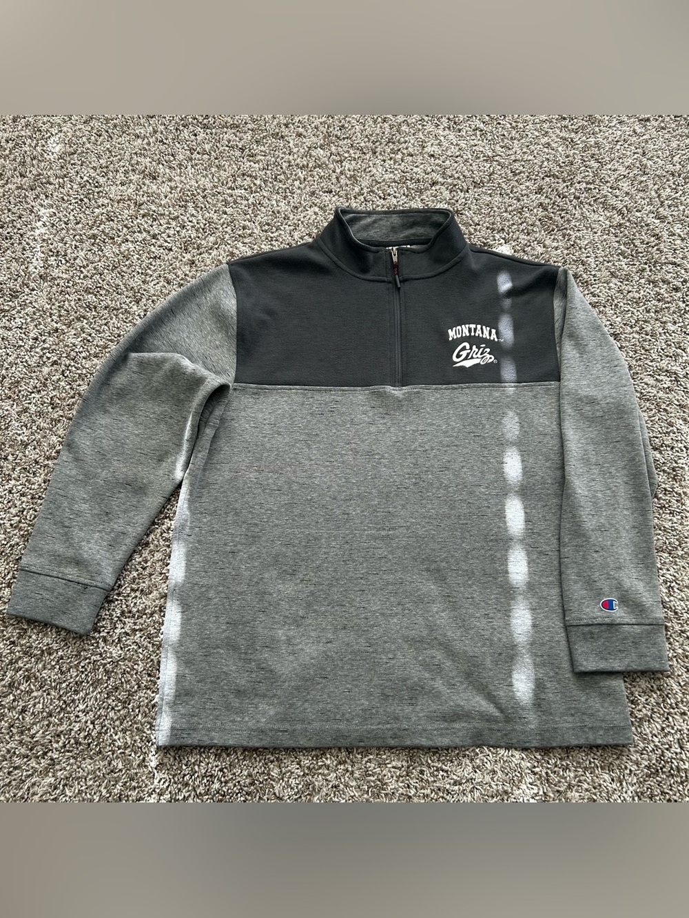 CHAMPION Montana Grizzlies 1/4 ZIP PULLOVER SWEATER Gray Men's Size L